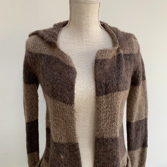 LOFT Cabana Stripe Long Sleeve Sweater Cardigan with High Collar - Picture 5 of 14